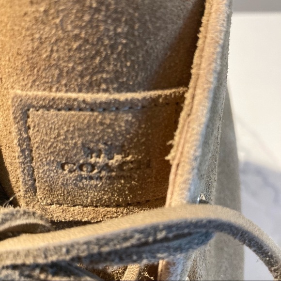 COACH Sz 8 Karson  Tan Suede Wedges Lace Up Booties - Picture 4 of 13